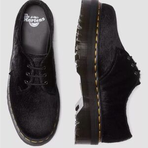 Dr. Martens Black Leather Oxfords with Yellow Stitching